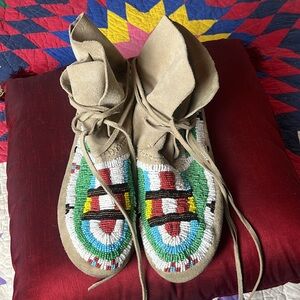 Beaded Tan Moccasins